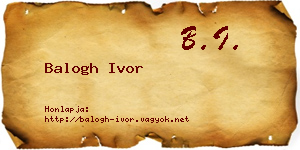 Balogh Ivor névjegykártya